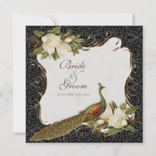 Invitation Vintage Peacock & Magnolia Éperles de mariage Invi