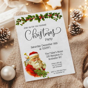 Invitation vintage Père Noël Christmas Party