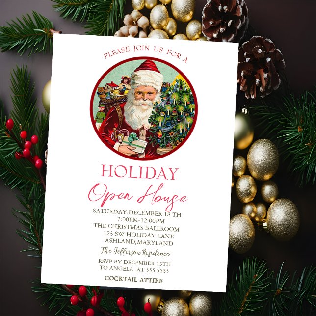 Invitation Vintage Père Noël Clasu Holiday (Créateur téléchargé)