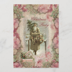 Invitation Vintage Père Noël, Roses roses Collections Fête de