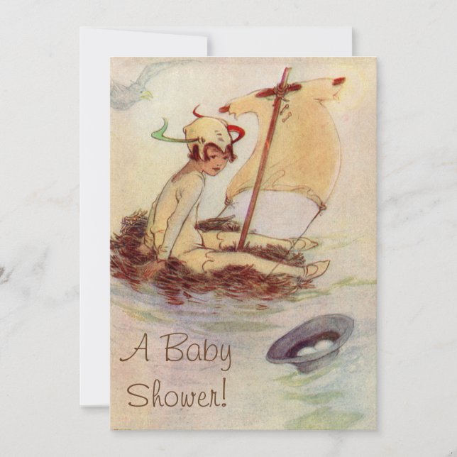 Invitation vintage Peter Pan Baby shower (Devant)