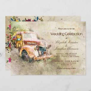 Invitation Vintage photo Mariage branché du vieux camion rust