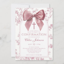 Vintage Pink Bow Floral Girl Confirmation