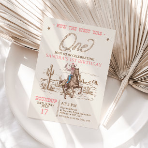 Invitation Vintage Pink Cowgirl comment l'Ouest un 1er annive