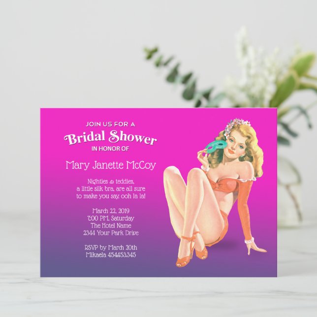 Invitation vintage Pinup Girl Bridal Shower (Debout devant)