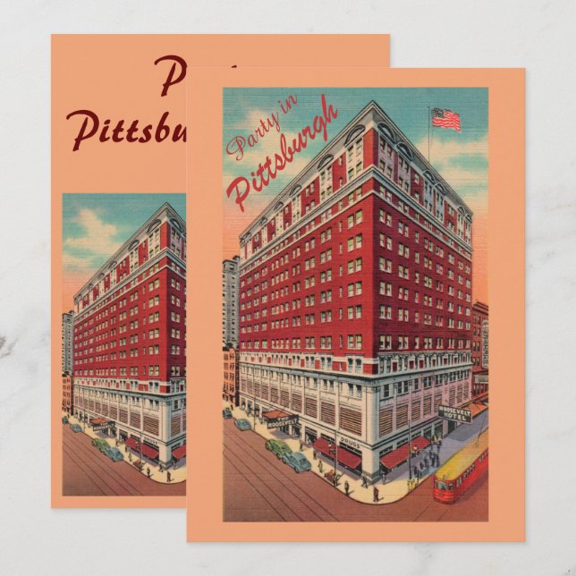 Invitation vintage Pittsburgh Hotel Party (Devant / Derrière)