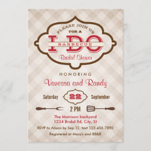 Invitation Vintage Plaid I Do BBQ Bridal Shower