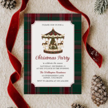 Invitation vintage pour une fête de Noël au carrou