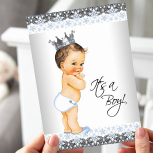 Invitation Vintage Prince Baby Boy Douche