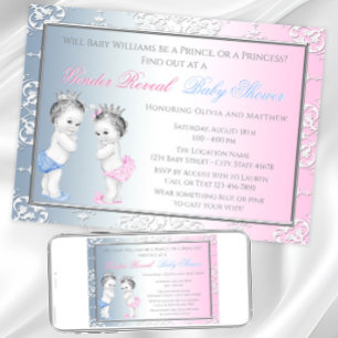 Invitation Vintage Prince Princesse Baby shower de révélation