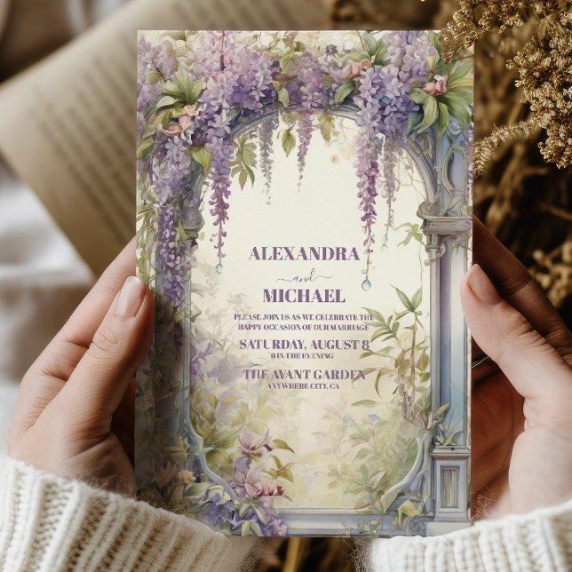 Invitation Vintage Purple Wisteria Art Nouveau Mariage (Créateur téléchargé)