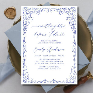 Invitation Vintage Quelque chose de bleu Cadre Fête des marié