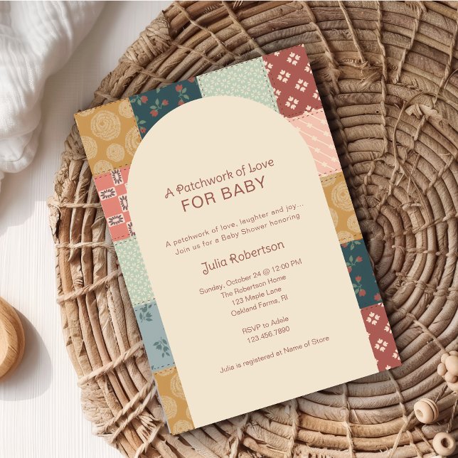 Invitation Vintage Quilt Baby Shower (Gender Neutral Quilt Pattern Baby Shower Invitation)