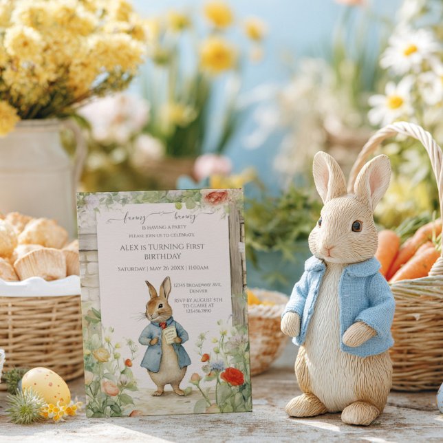 Invitation Vintage Rabbit Garden Birthday (Créateur téléchargé)