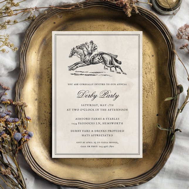 Invitation Vintage Race Horses Elegant Derby Party (Créateur téléchargé)
