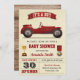 Invitation vintage Red Race Car Baby shower (Devant / Derrière)