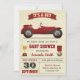 Invitation vintage Red Race Car Baby shower (Devant)