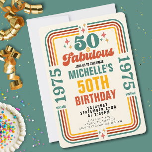 Invitation Vintage Retro 50 Et Fabuleux Anniversaire