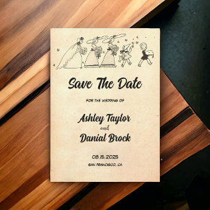 Invitation Vintage Retro Ancienne cérémonie Mariage Enregistr