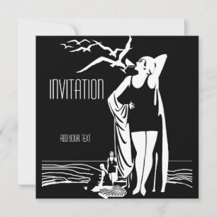 Invitation Vintage Retro Black White