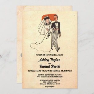 Invitation Vintage Retro classique vieux romantique Rustique 