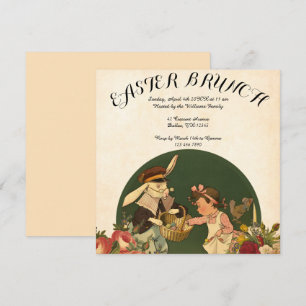 Invitation Vintage Retro Collage Pâques Brunch
