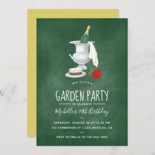 Invitation Vintage rétro Garden Party vert tableau