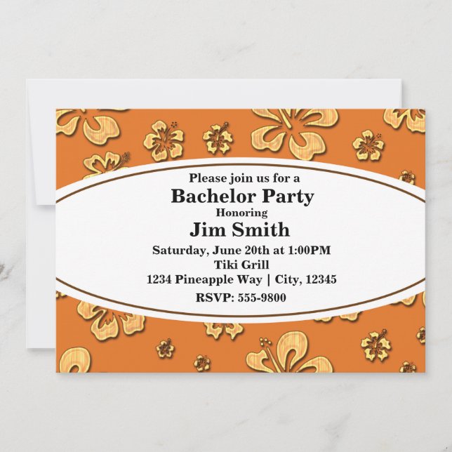 Invitation vintage Retro Hibiscus Plage tropicale (Devant)