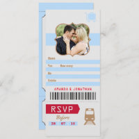 Vintage Retro Mariage RSVP Train Ticket Stub photo