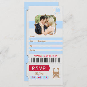 Invitation Vintage Retro Mariage RSVP Train Ticket Stub photo