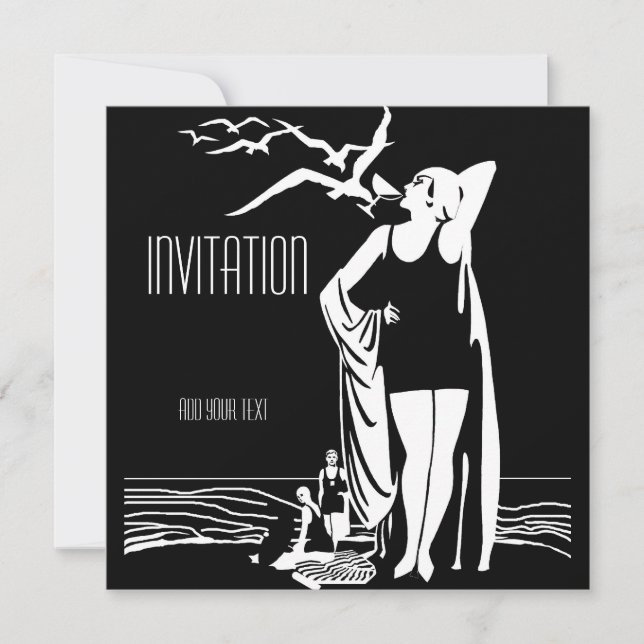 Invitation Vintage Rétro Noir Blanc (Devant)