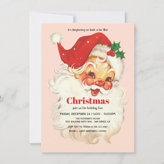 Invitation Vintage Retro Père Noël Noël (Devant)