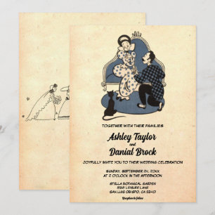 Invitation Vintage Retro Romantique Couple Vieux Mariage Rust