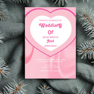 Invitation vintage rétro rose les années 70 mariage