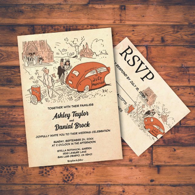 Invitation Vintage Retro Russe Couple Comic Mariage à thème (Créateur téléchargé)