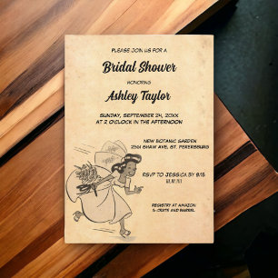 Invitation Vintage Retro Rustic Bride Fête des mariées élégan