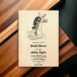 Invitation Vintage Retro Rustic Bride Salle Vieux Fête des ma