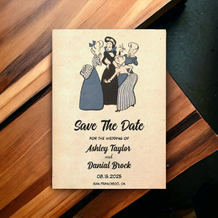 Invitation Vintage Retro Rustic drôle Mariage Enregistrer la 