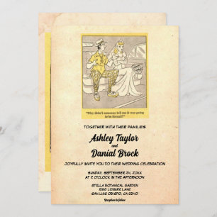 Invitation Vintage Retro Rustic Funny Couple Mariage