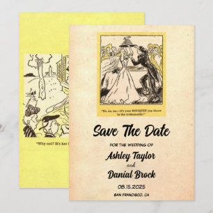 Invitation Vintage Retro Rustic Funny Wedding Enregistrer la 