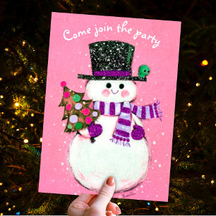 Invitation Vintage rétro snowman Noël nouvel an