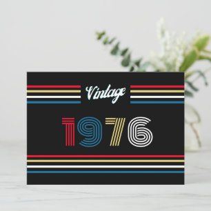 Invitation Vintage Retro Stripe 1976 50e anniversaire Merci