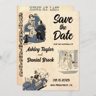 Invitation Vintage Retro Stylish Rustic Wedding Enregistrer l