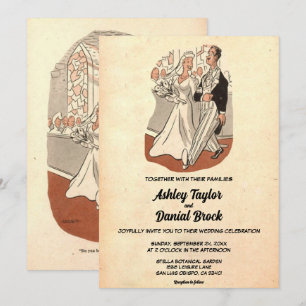 Invitation Vintage Retro Vieux Amusant Couple les années 50 M