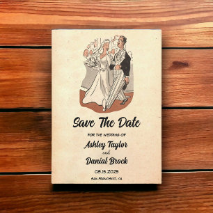 Invitation Vintage Retro Vieux les années 50 Mariage comique 