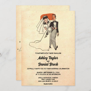 Invitation Vintage Retro Vieux Marié Groom Ancien Mariage les