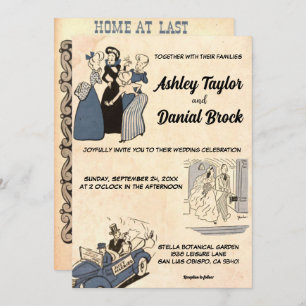 Invitation Vintage Retro Vieux Marié Groom élégant Mariage