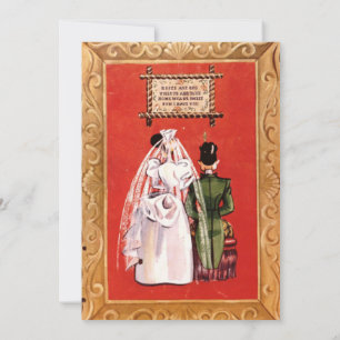 Invitation Vintage Retro Vieux Pop Art Romantique Couple Mari
