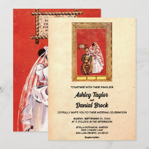 Invitation Vintage Retro Vieux Style Romantique Couple Mariag