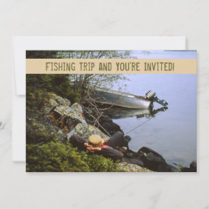 Invitation Vintage Riverbank à un voyage de pêche